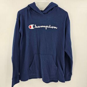 Champion Navy Blue Hoodie medium oversized comfy sweater sweatshirt